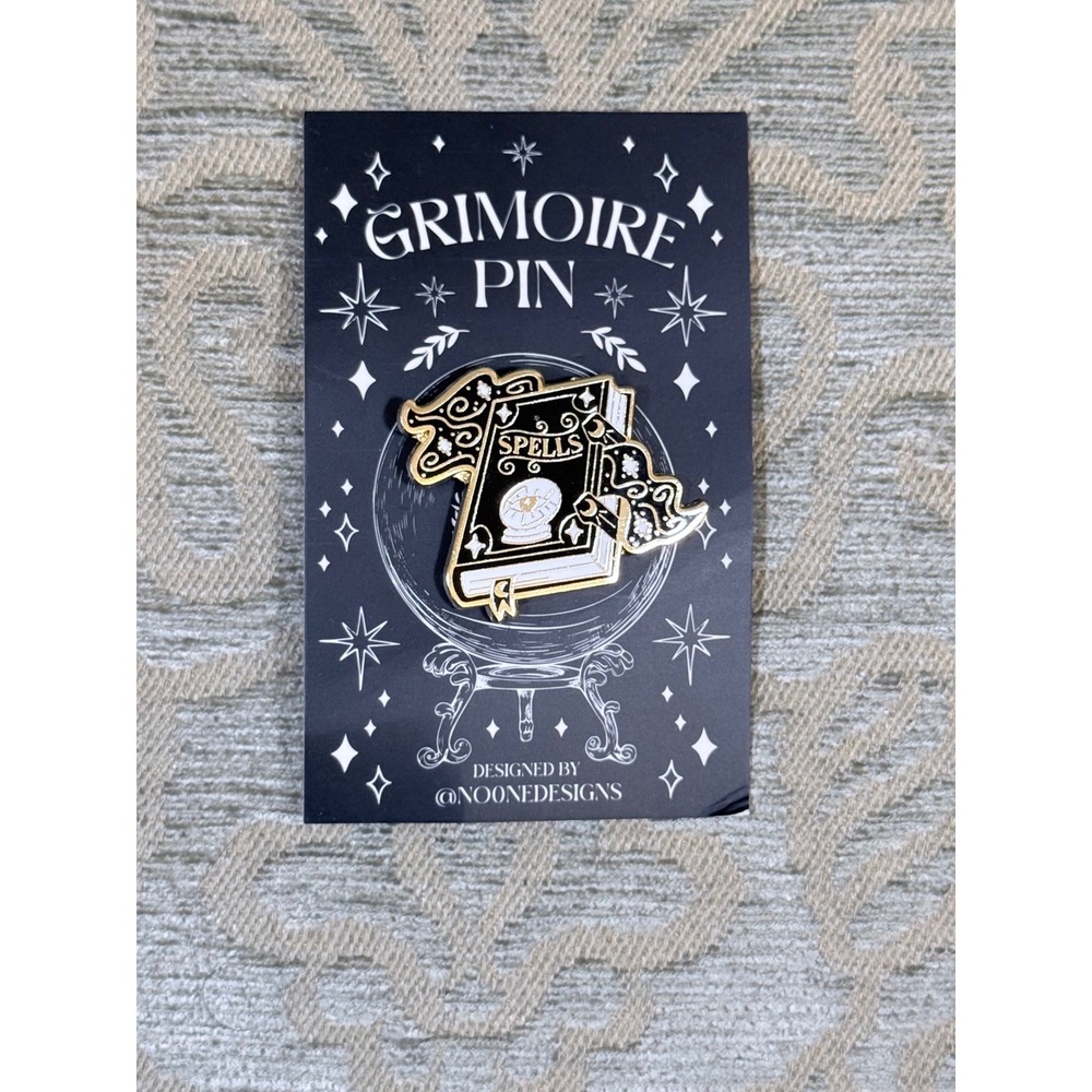 Fairyloot Grimoire Enamel Pin NoOneDesigns Spells Spellbook Crystal Ball Black